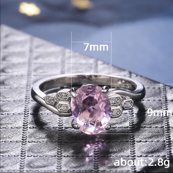 New 925 Silver Lovely Pink Sapphire Girls Ring - Picture 6 of 6